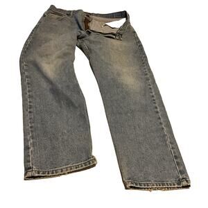 McKenzie Tribe Mens 36 X 30 Denim Jeans Broke In Leather Coin Pocket Trim U.S.A.